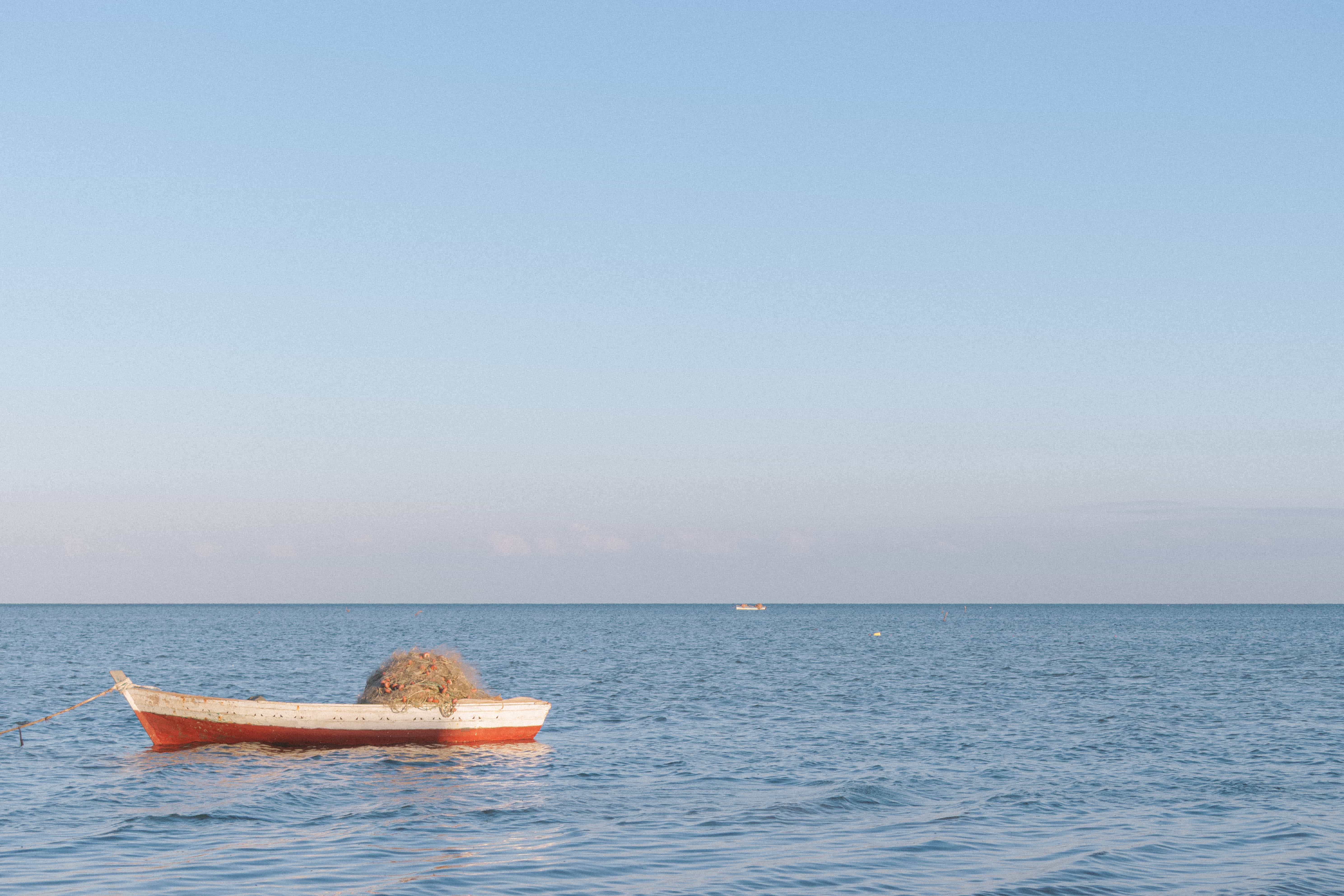 A lonely boat at golden hour